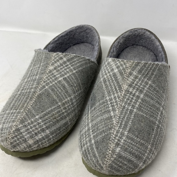 Acorn Gray Plaid Wool with Faux Fur Slippers - Picture 3 of 7
